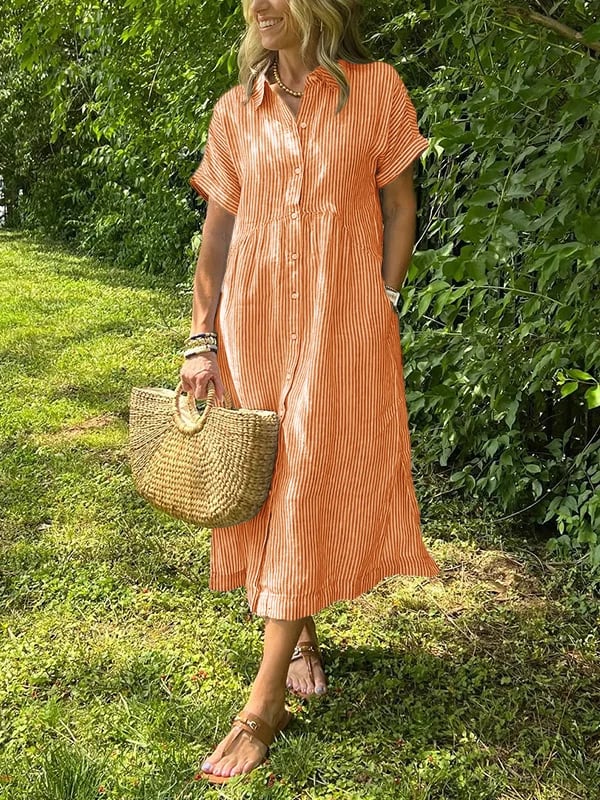 Anjie – Buttoned Cotton Maxi Dress