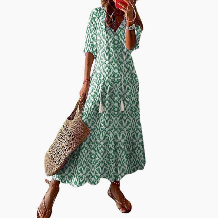 Mia | Boho Vintage V-Neck Summer Dress