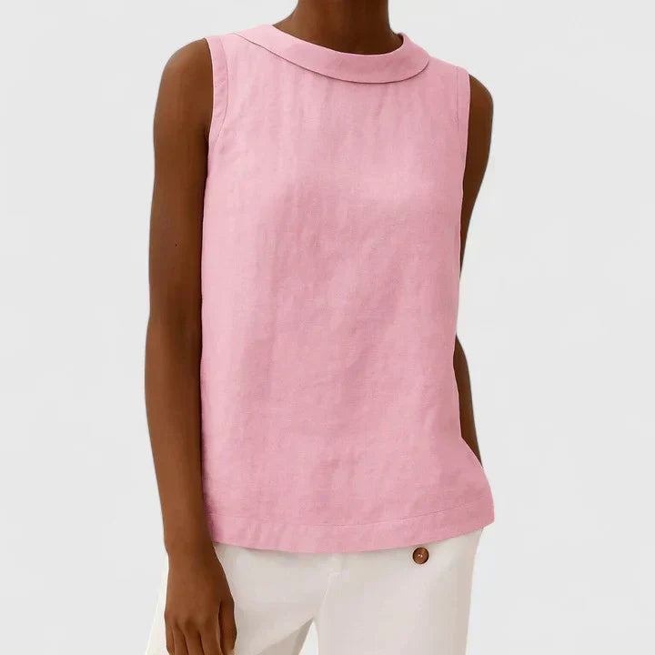 Anastine | Elegant Top with Roll Collar