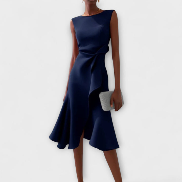 Maris – Draped Asymmetric Midi Dress