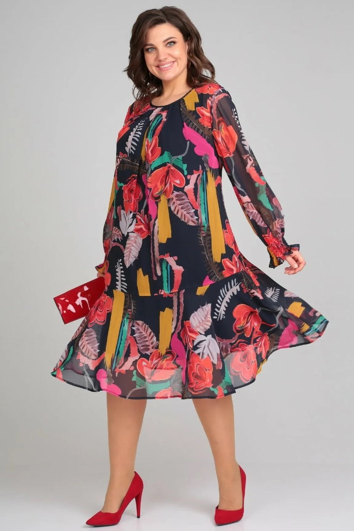 Flora - Modern Floral Midi Dress