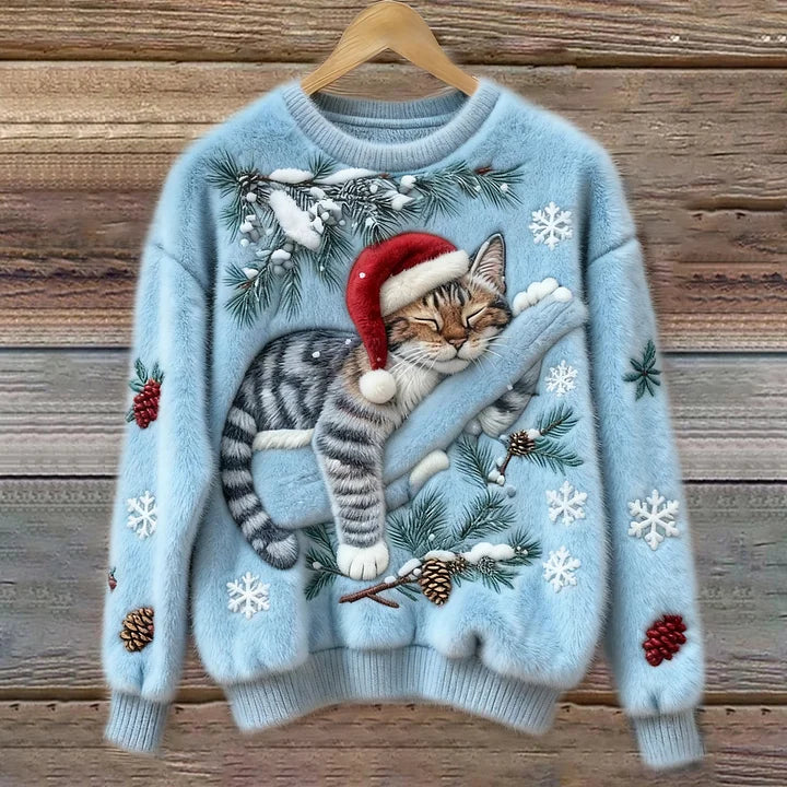 Olivia | Holiday Cat Plush Sweater