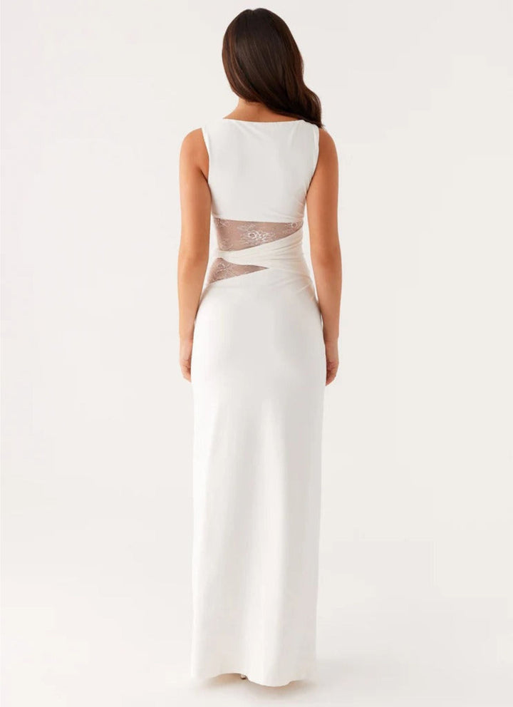 Larra – Figure Hugging Maxi Dress with Cutouts and Lacing
