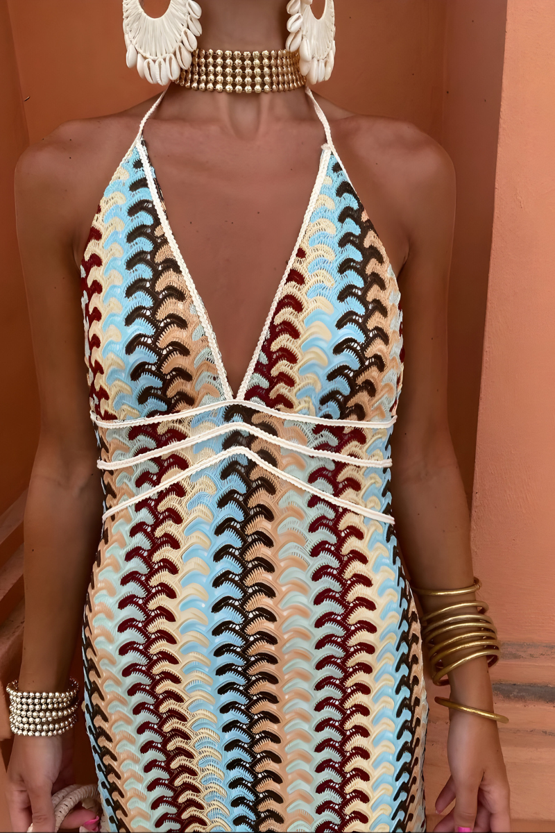 Malia – Boho Maxi Dress with Open Back
