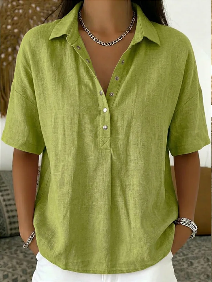 Collared Blouse with Button Detail