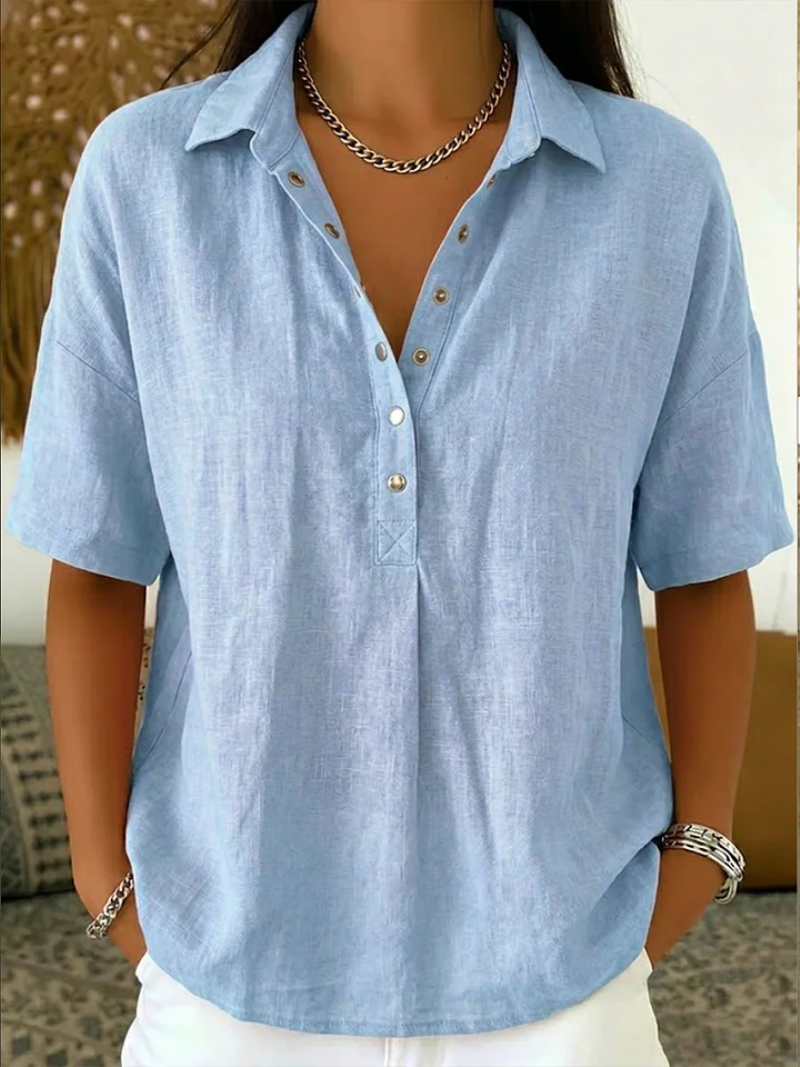 Collared Blouse with Button Detail