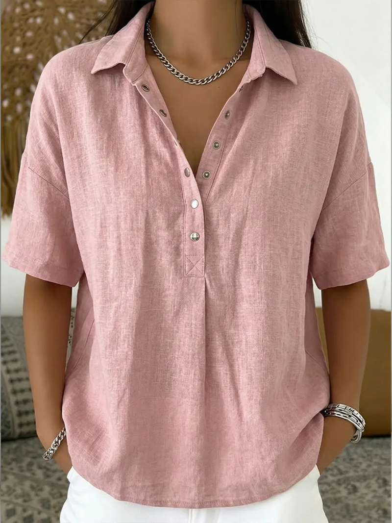 Collared Blouse with Button Detail