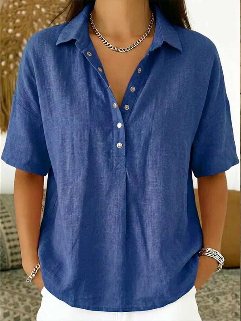 Collared Blouse with Button Detail