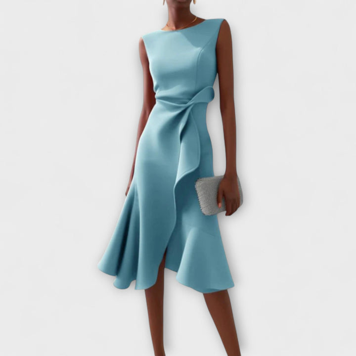 Maris – Draped Asymmetric Midi Dress