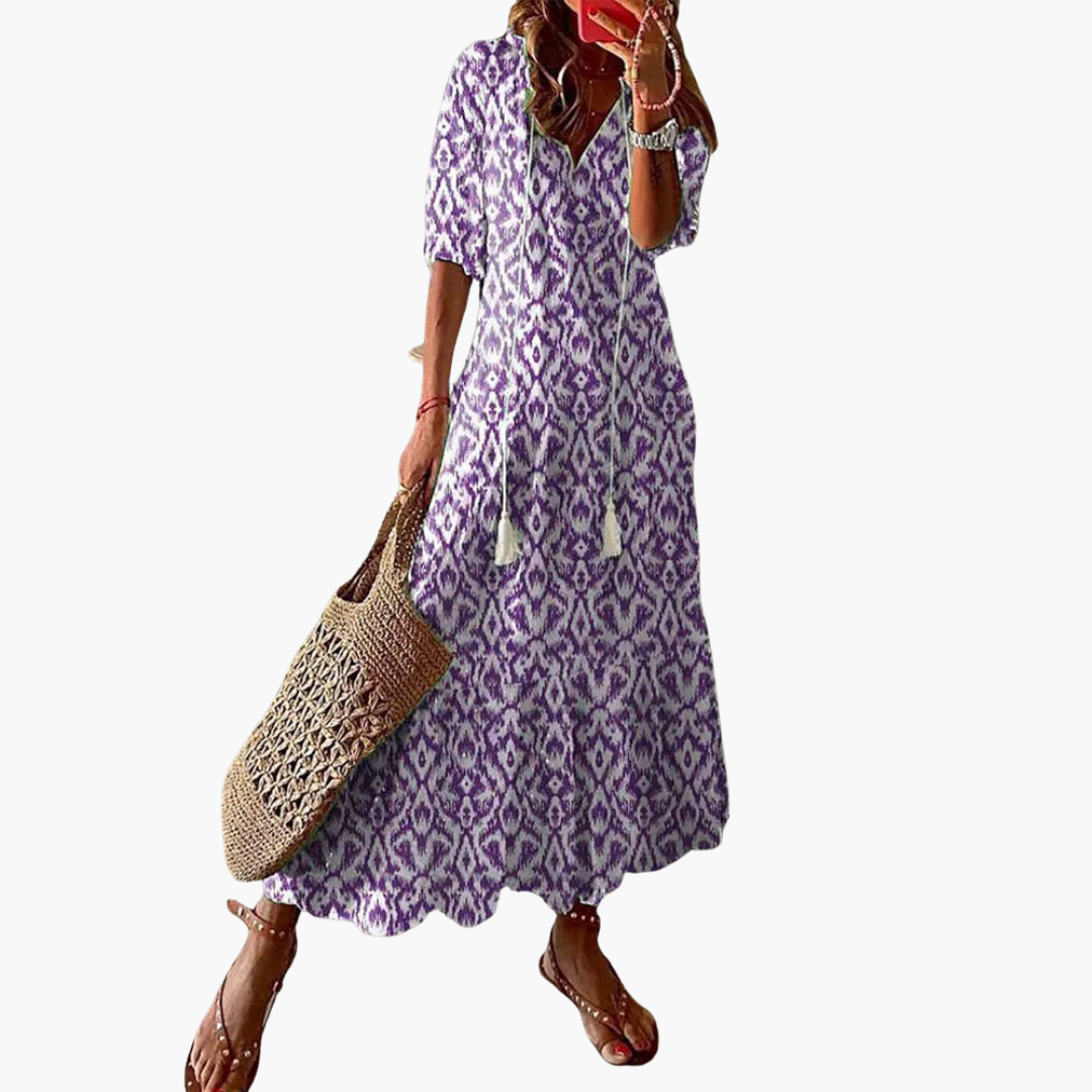 Emma | Boho Vintage V-Neck Summer Dress