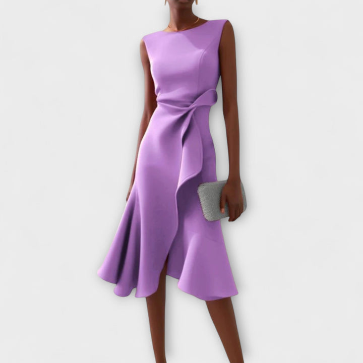 Maris – Draped Asymmetric Midi Dress