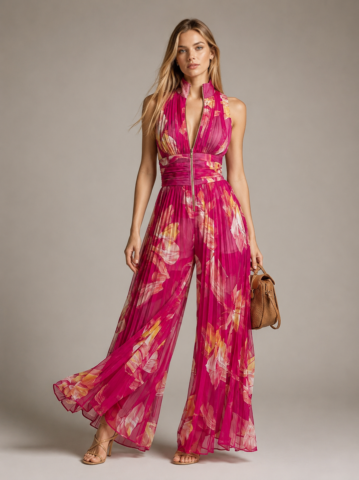 Leila | Fuchsia Floral Pleated Jumpsuit™