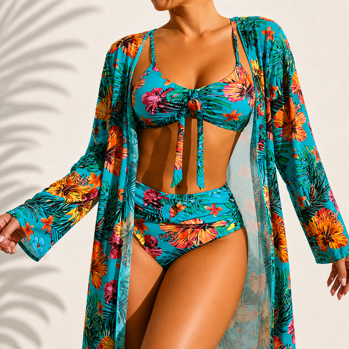 DELACROIX | Marie Elegant 3-Piece Tropical Bikini Set
