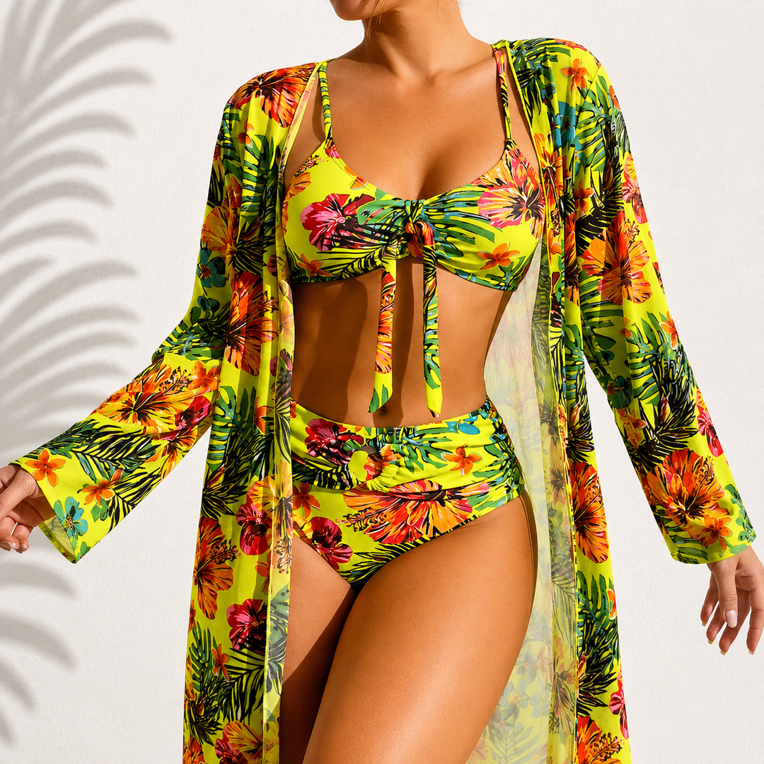 DELACROIX | Marie Elegant 3-Piece Tropical Bikini Set
