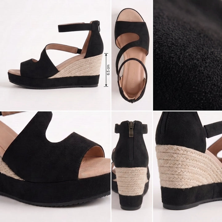 Monica | Esparto Wedge Sandals for Summer with Zipper
