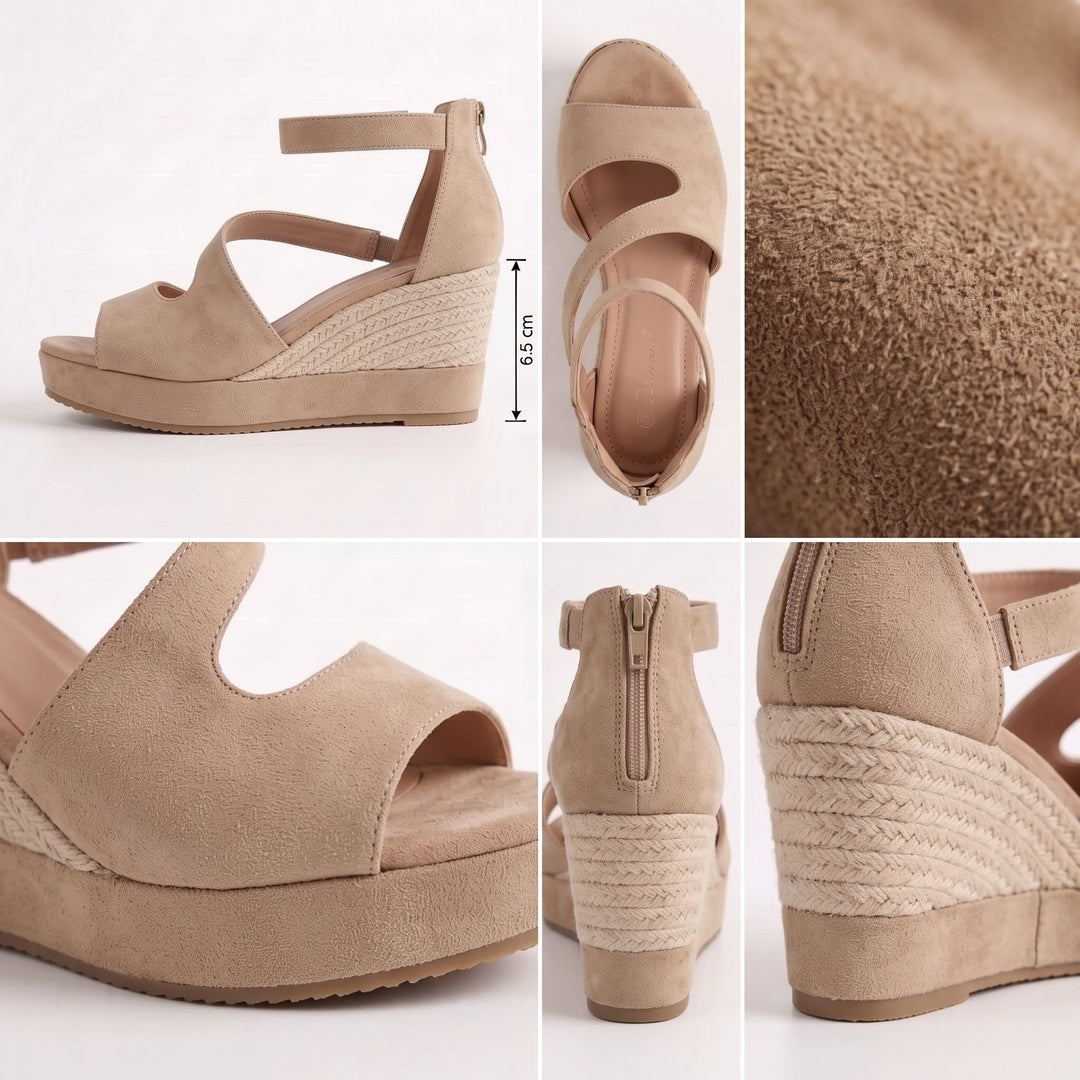 Monica | Esparto Wedge Sandals for Summer with Zipper