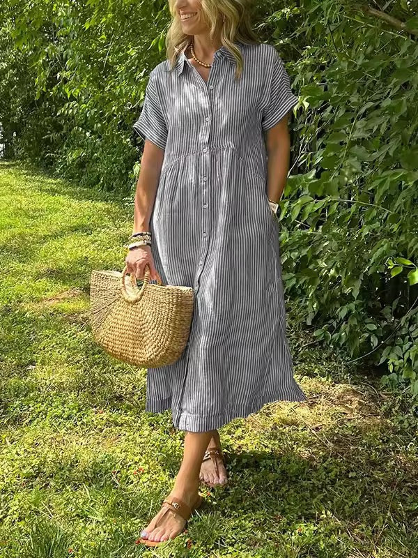 Anjie – Buttoned Cotton Maxi Dress