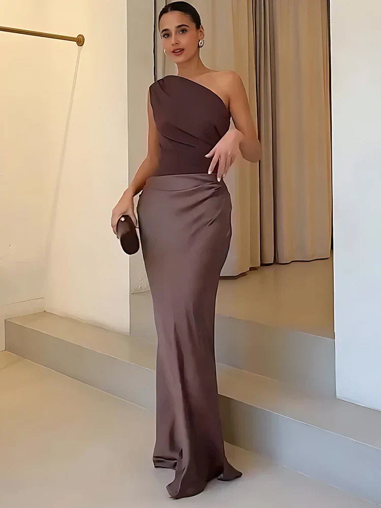 Sofie - One-Shoulder Satin Maxi Dress