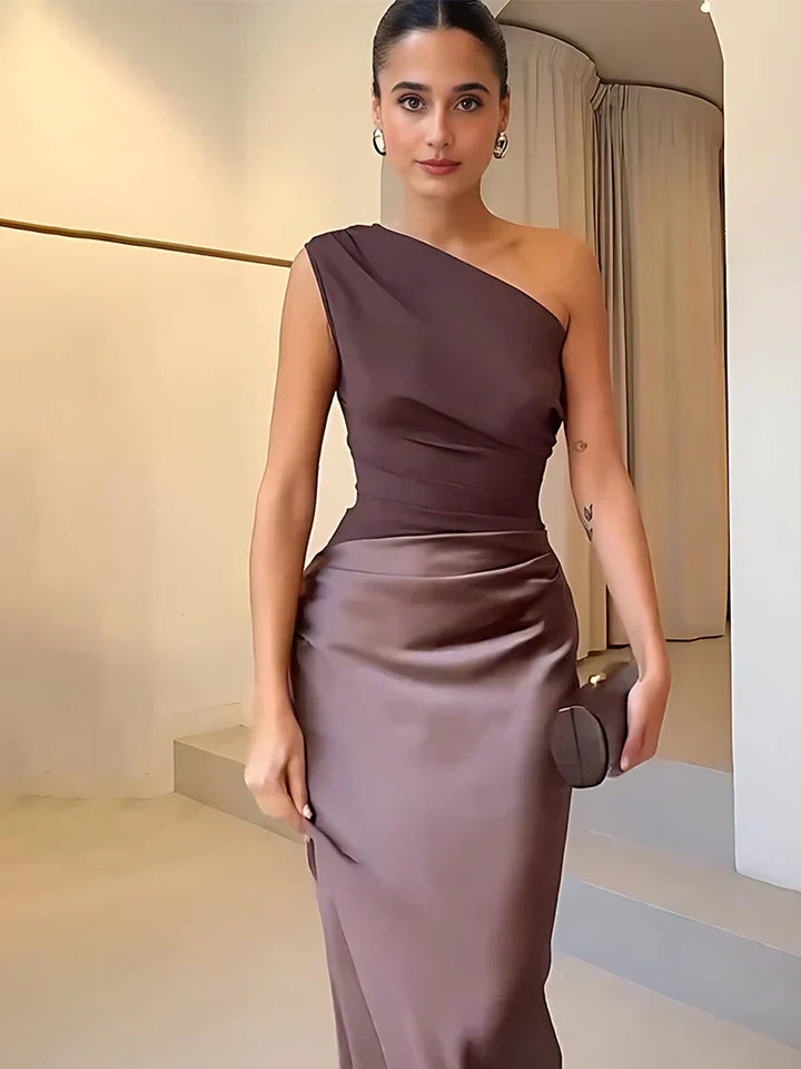 Sofie - One-Shoulder Satin Maxi Dress