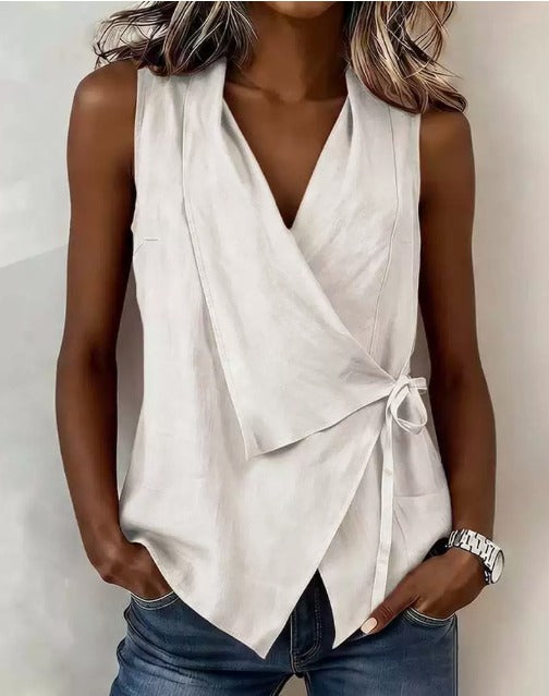Loretta | Sleeveless Wrap Blouse