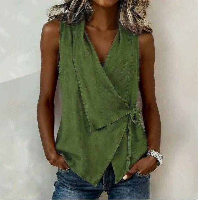 Loretta | Sleeveless Wrap Blouse