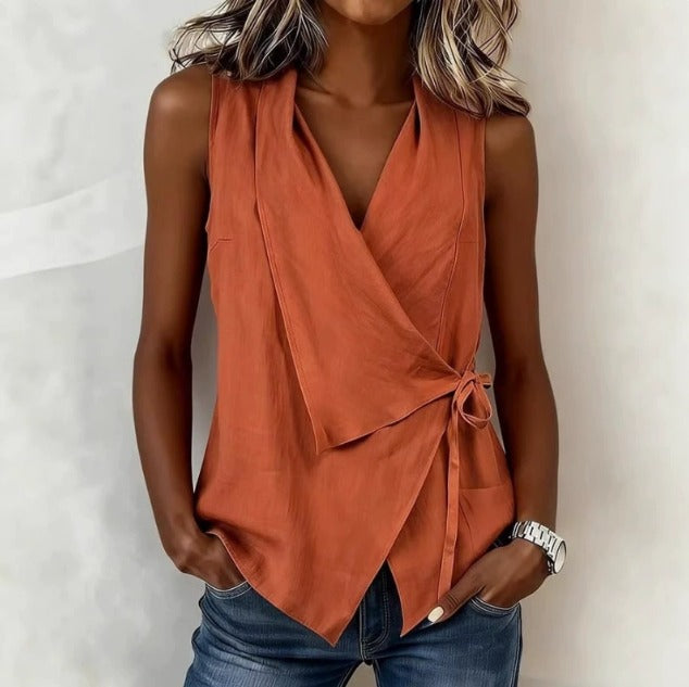Loretta | Sleeveless Wrap Blouse