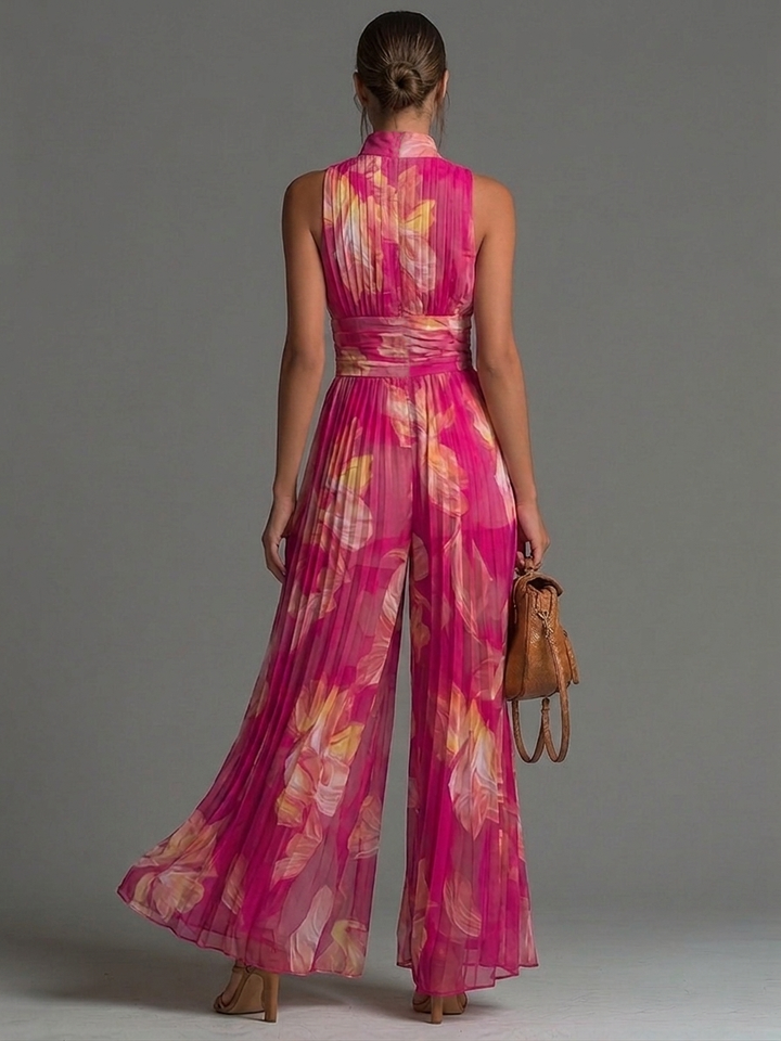 Leila | Fuchsia Floral Pleated Jumpsuit™