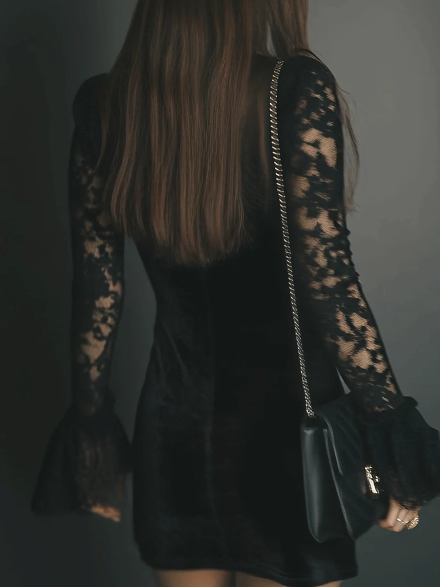 Vanie – Velvet and Lace Mini Dress