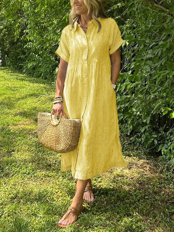 Anjie – Buttoned Cotton Maxi Dress