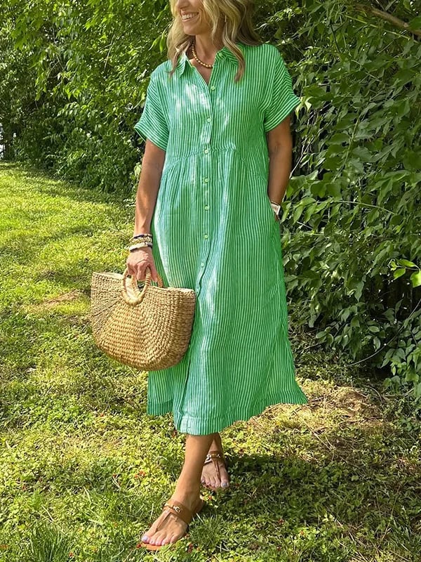 Anjie – Buttoned Cotton Maxi Dress